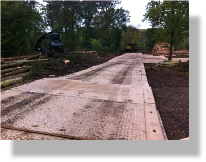 Temporary road system for access to woodland